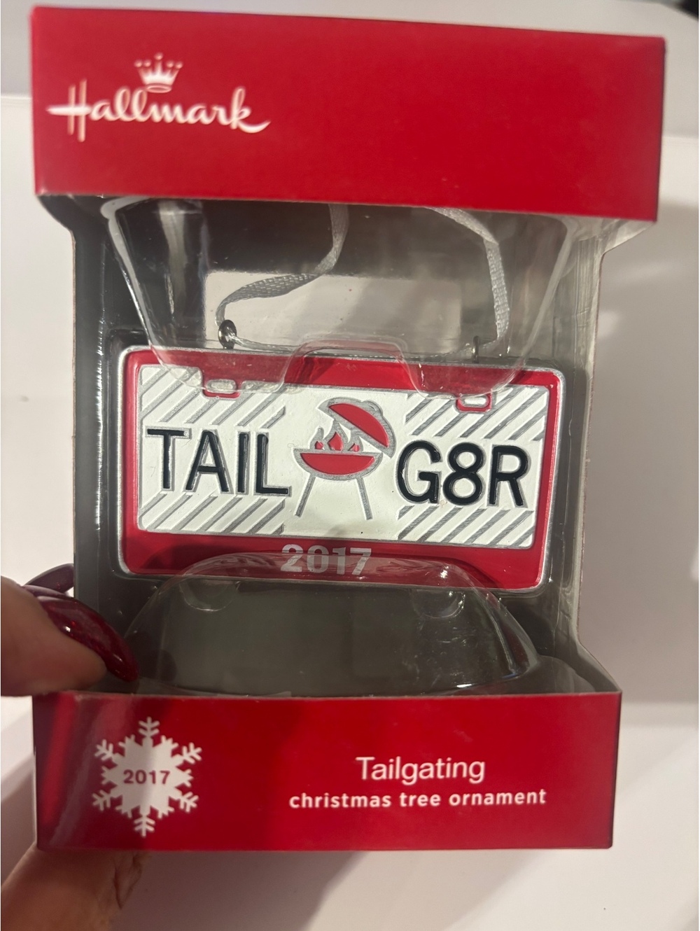 Hallmark 2017 Tailgating TAIL G8R License Plate BBQ Christmas Ornament NIB